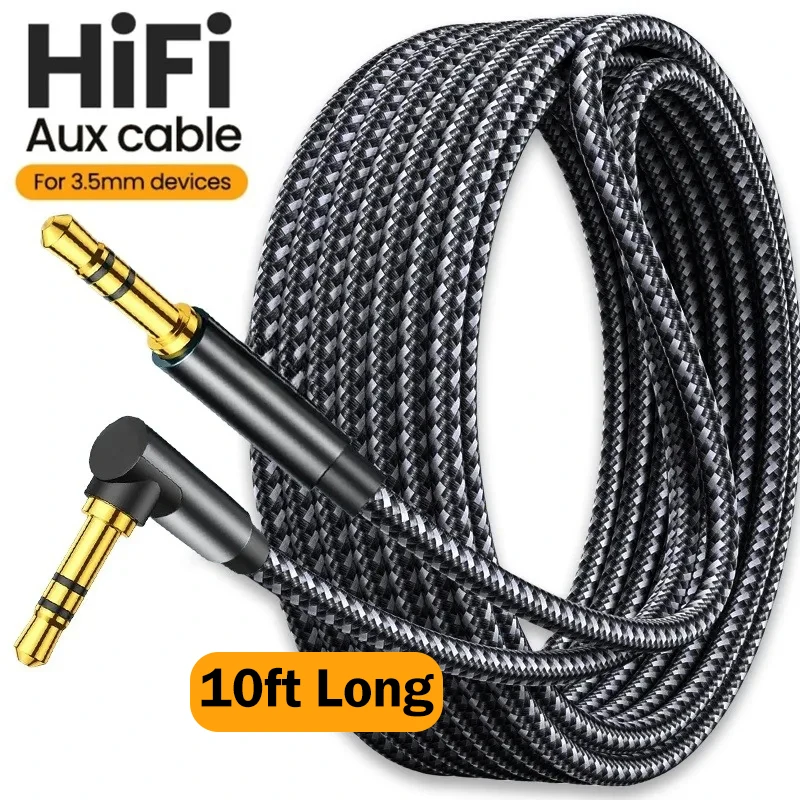 

3.5mm Jack Audio Cable 90 Degree Elbow Male to Male Speaker Aux Wire For Samsung Xiaomi MP3/4 Video Car Headphone Adapter Cord