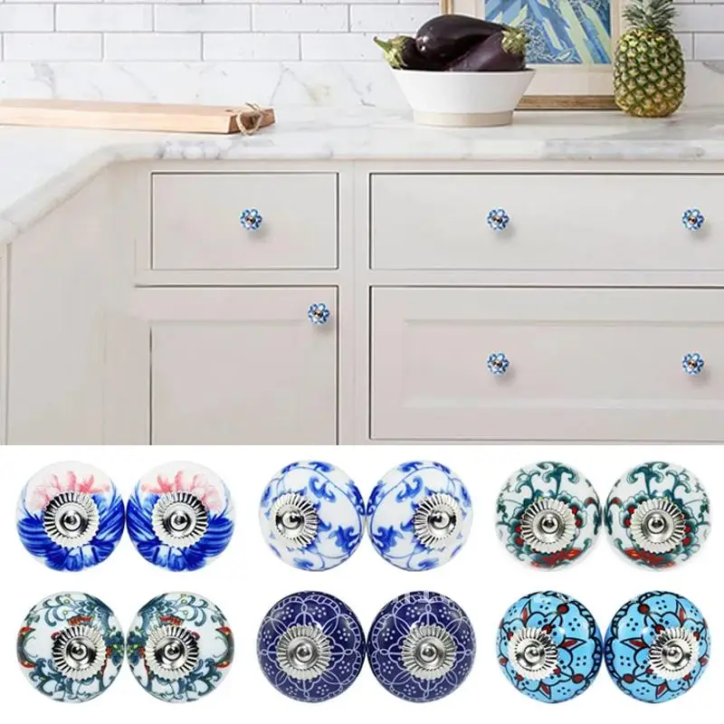 

Ceramic Drawer Cabinet Knobs and Handles 2Pcs Furniture Handle Door Cupboard Kitchen Pull Handles Hardware Furniture Knobs