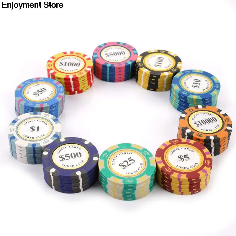 Ceramic Poker Chips Set Clay Casino Coins 40mm Coin Poker Chips Entertainment Dollar Coins 5pcs/pack poker chips,ceramic chess chips