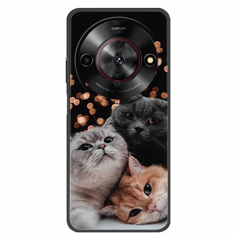 Design Litchi Bicolore Custodia Portafoglio In Pelle PU Per Nubia Focus 5G / ZTE Blade A75 5G (6.56'') - Con Supporto, 3 Tasche Carte, Design Litchi - Nero Cover Nubia Z50s Pro