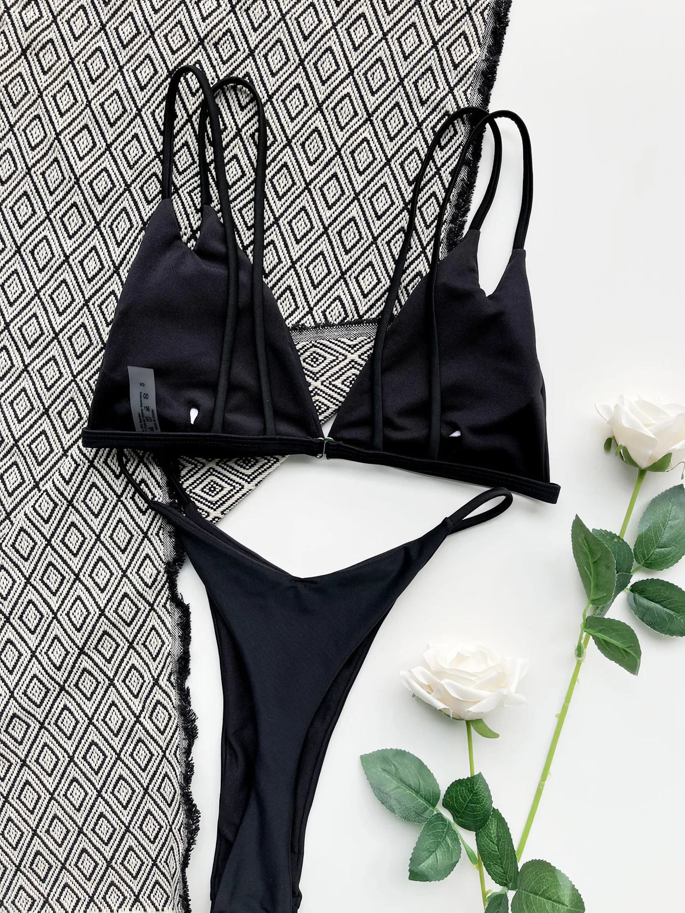 Sexy Bikini Set Women's Push Up Swimsuit Micro Thong Swimwear 2022 New Black Double Shoulder Bathing Suits Biquini Beachwear one one swimwear