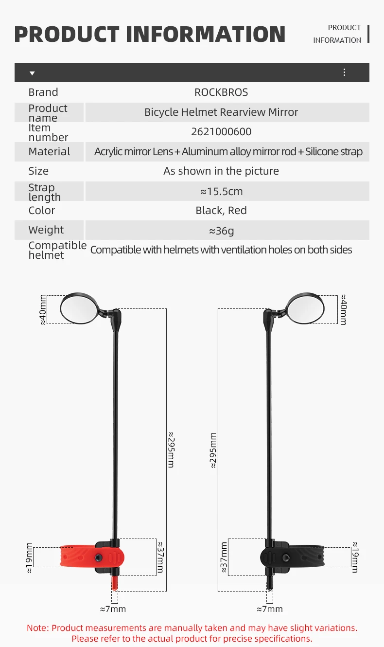 Description Picture 3 of itemROCKBROS Rearview Mirror 360 Degree For Bike Helmet Rotatable Flexible Aluminum Motorcycle Helmet Adjustable Riding Mirror
