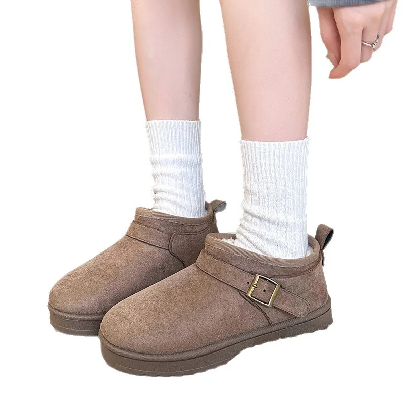 2025 New Classic Thick Plush Women's Snow Boots Comfortable Warm Ankle Boots Winter Outdoor Office Shopping Women's Flat Boots