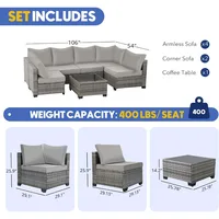 Outdoor Sectional Sofa Sets Rattan Wicker Patio Conversation Sets All Weather Patio Furniture Sets with Cushions and Glass Table 2