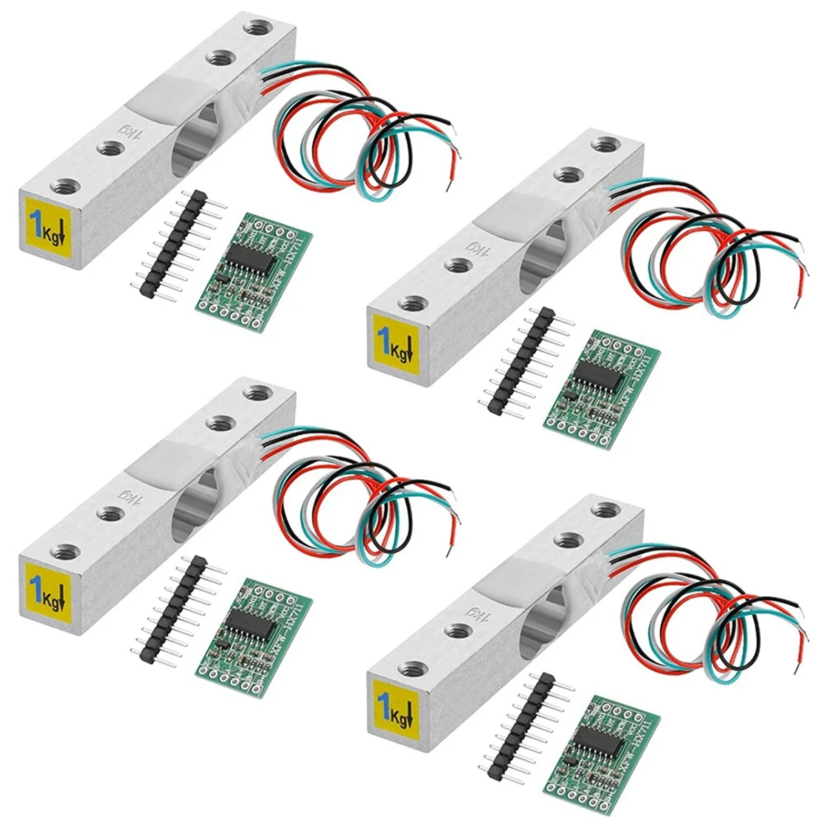 Digital Load Cell Weight Sensor-4 Sets 1KG Load Cell HX711 AD Weighit Amplifier Module Pressure Sensor Amplifier