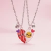 2 Pcs/Set Magnetism Heart Best Friends Pendant Necklace  for Women Cute Rainbow Broken Heart Clavicle Chain BFF Jewelry Gifts 1