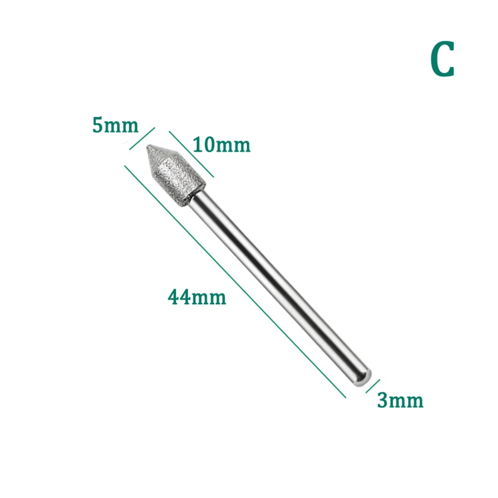 1개 3mm 다이아몬드 리밍 드릴 비트 샹크 조각 바늘 연마봉 미니 드릴 다이아몬드 조각 드릴링 도구 전동 공구