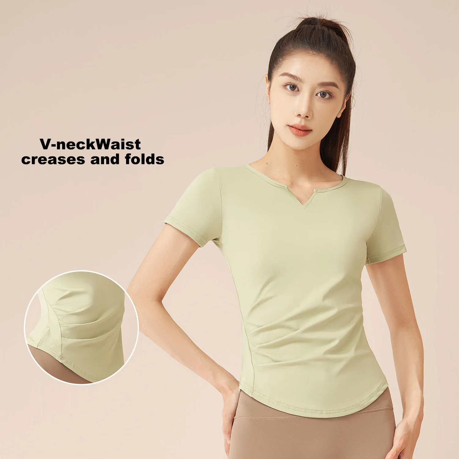 

Women's Sports Tops Fitness Yoga Shirts Workout Sports Tops Quick-Drying Running V-Neck T-Shirts Tight Short Sleeves