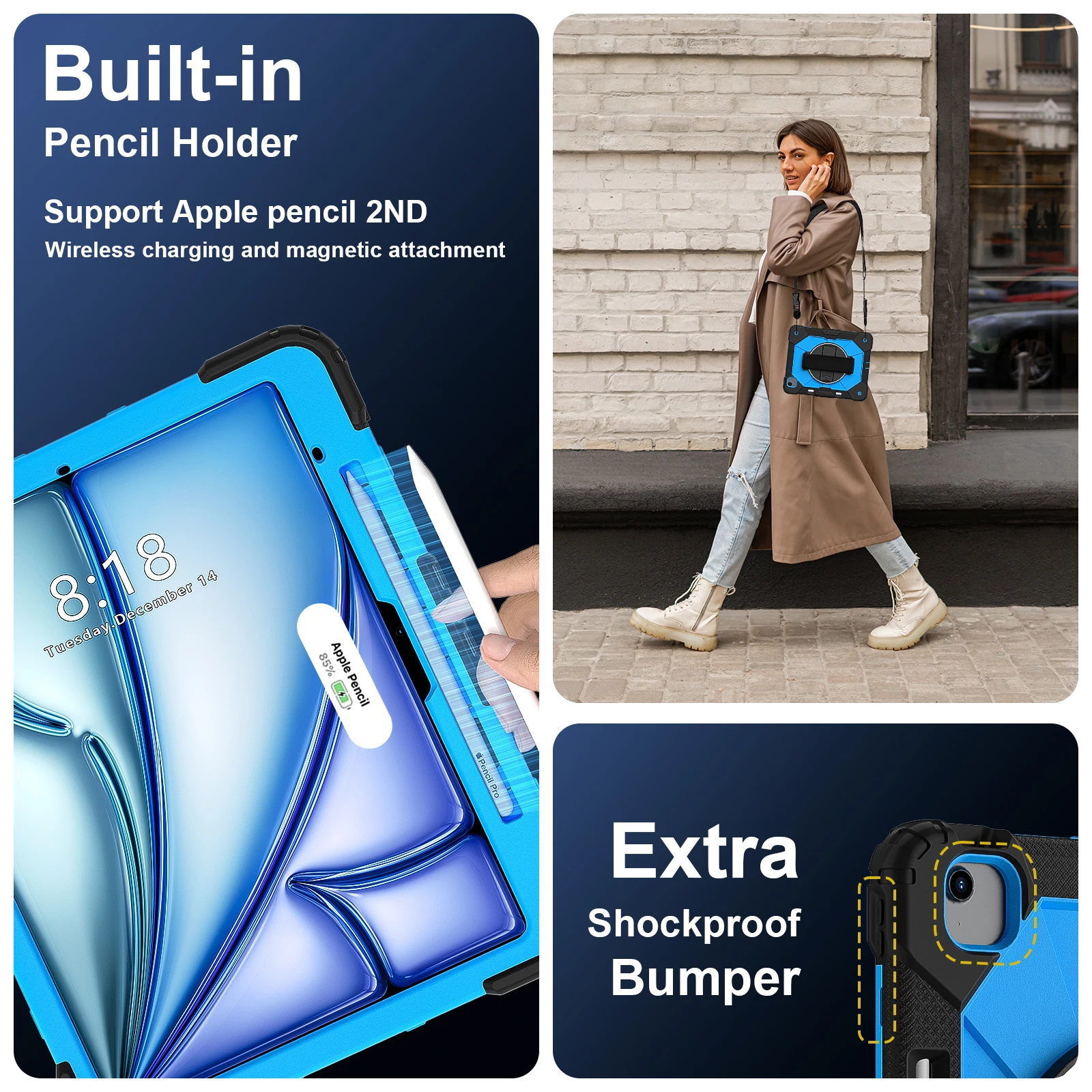Armor Silicone Case For Ipad Air With Stand And Wristband_voghion.com