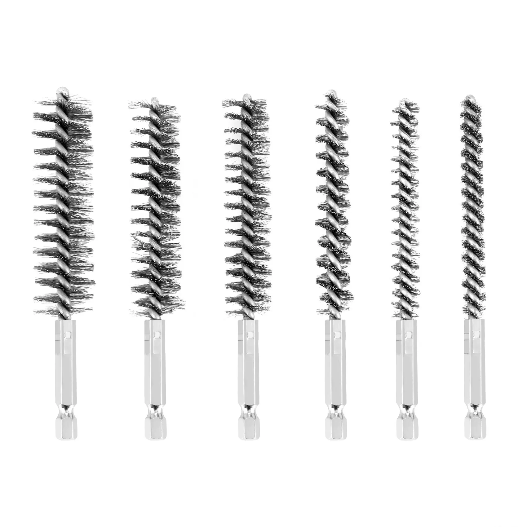

Bore Brush Stainless Steel Bristles Wire Brush for Power Drill Cleaning Wire Brush with Hex Shank Handle 6 Pieces