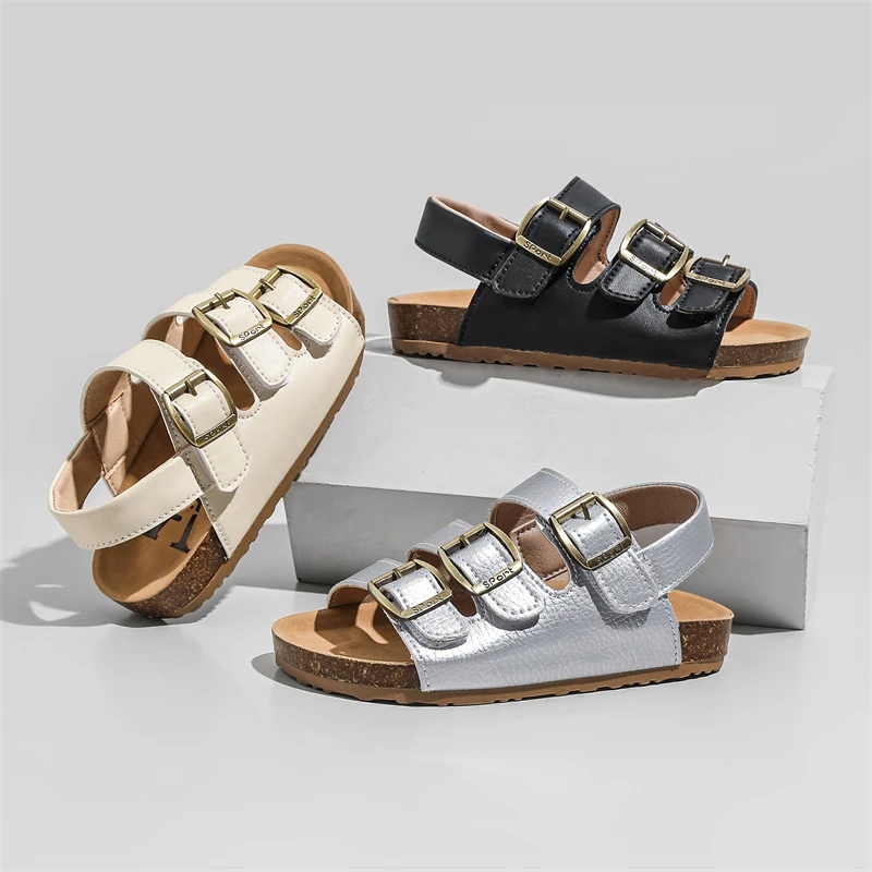 

Girls' Shoes 2024 Korean Spring Summer New Children's Simple Sandals Retro Soft Sole Versatile Princess Shoes