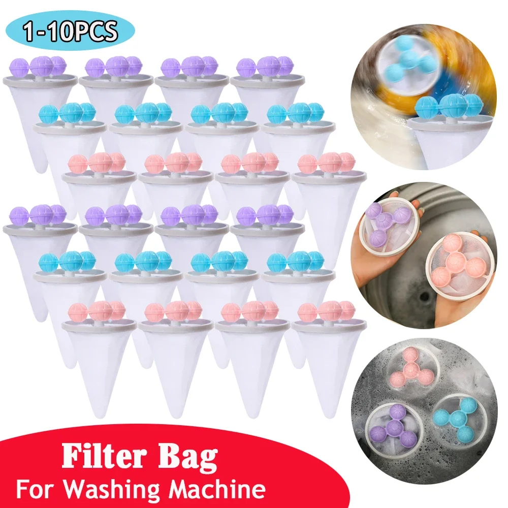 Washing Machine Filter Net Floating Lint Filter Mesh Bag Reusable Pet Hair Catcher Remover Laundry Cleaning Tool 1-10pcs