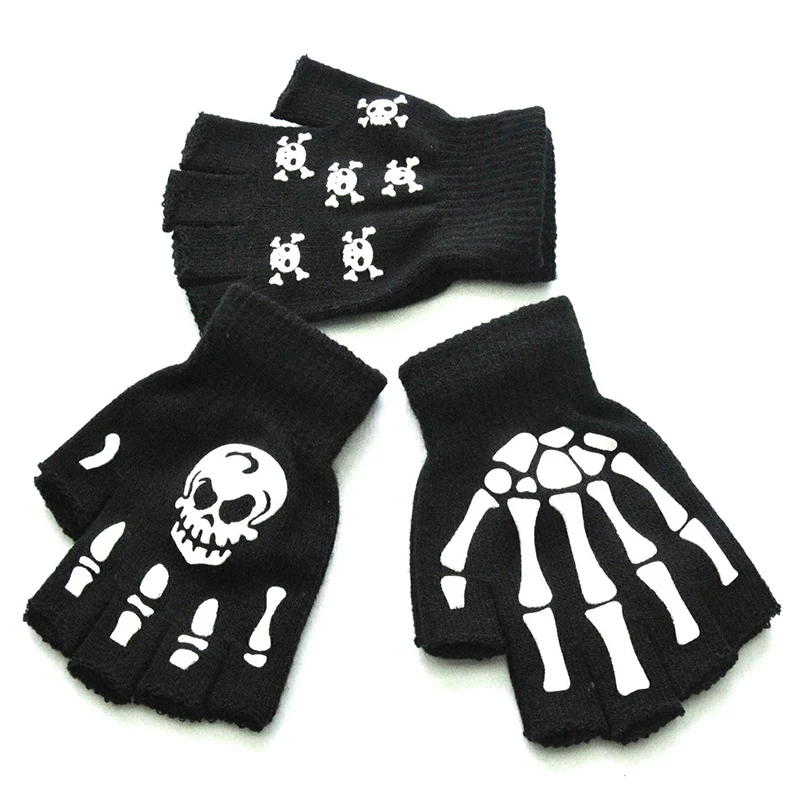 2022 Hot Halloween Five Finger Gloves Dark Luminous Horror Skull Claw