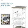 Mobile Rolling Kitchen Island Trolley Serving Cart with Underneath Drawer & Slide-Out Wire Storage Basket, 4
