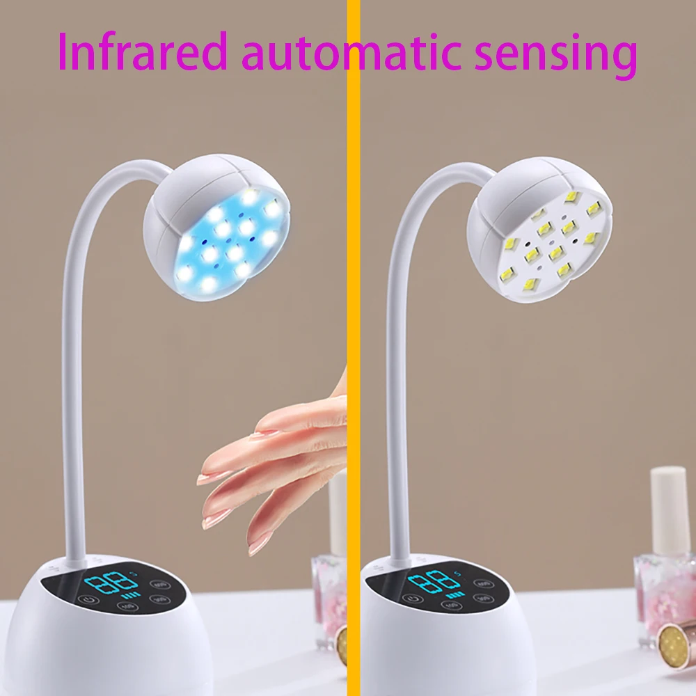 New Wireless Nail Lamp LED UV Nail Dryer Rechargeable Auto Sensing Touch Control Fast Drying Nail Light 360° Bendable Table Lamp 2