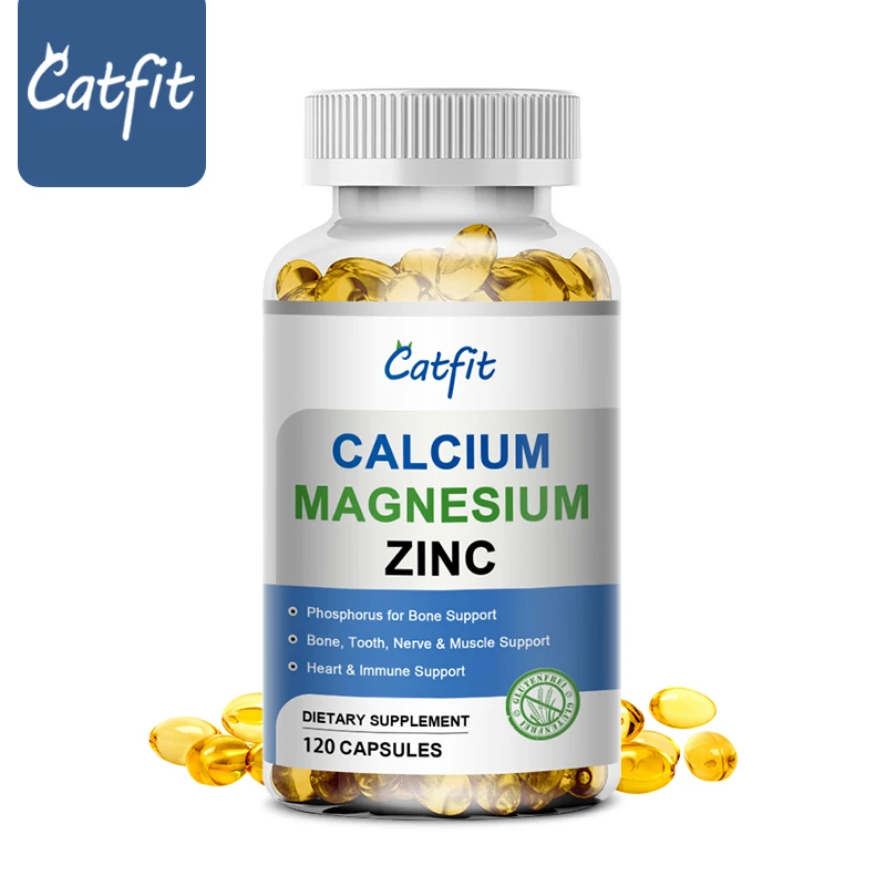 Catfit Calcium Magnesium Zinc Capsules With Vitamin D3 For Strong Bones & Teeth, Heart And Nerve