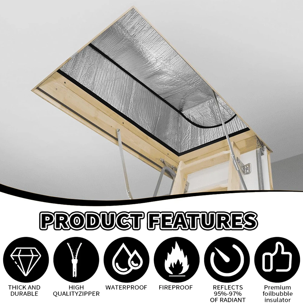 Attic Tent Insulation Cover 25”x 54”x 11”Attic Stairway Sealed Barrier Dust Cover Home Attic Heat Insulation Warming Tools 5