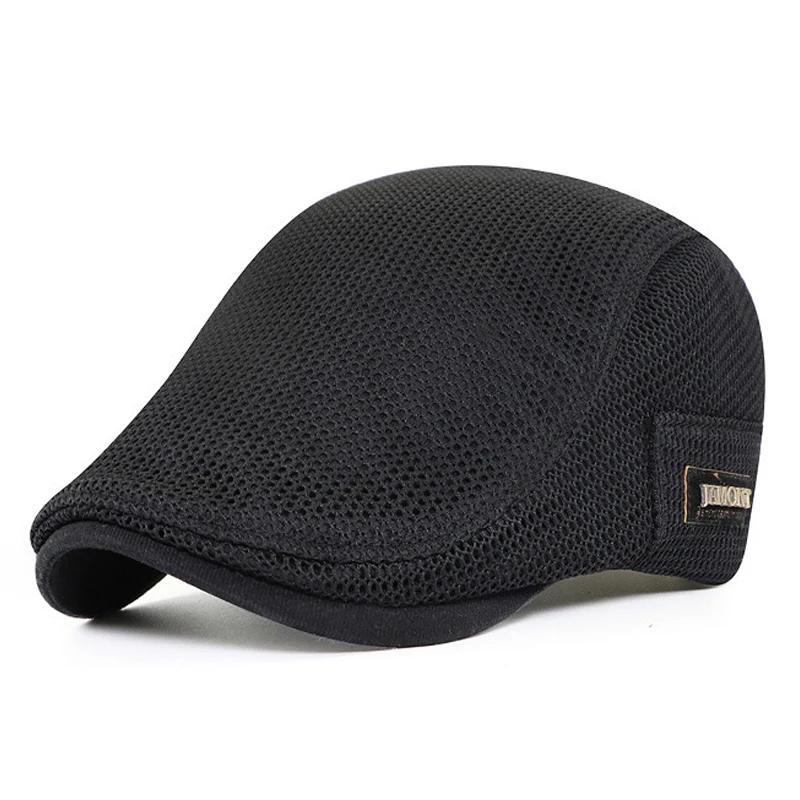 Branded Men's and Women's Berets Visor Caps Summer Breathable Flat Peaked Sun Hat Net Solid Herringbone Newsboy Hat Mesh Driver Cap beret hat newsboy cap newsboy hat