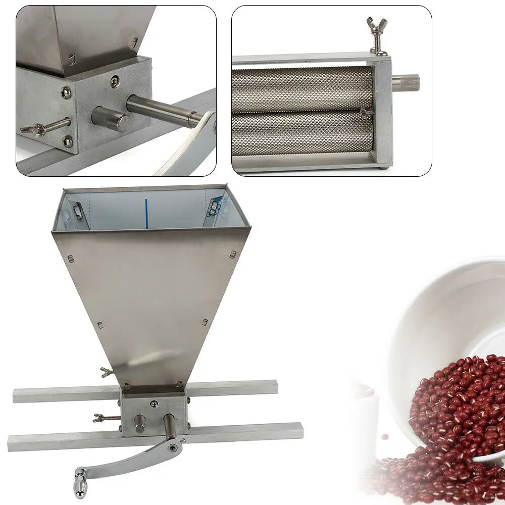 Manual Malt Mill Crusher Barley Grain Grinder Multi-function with 2 Stainless Steel Roller for Home Brew Beer malt grain grinder