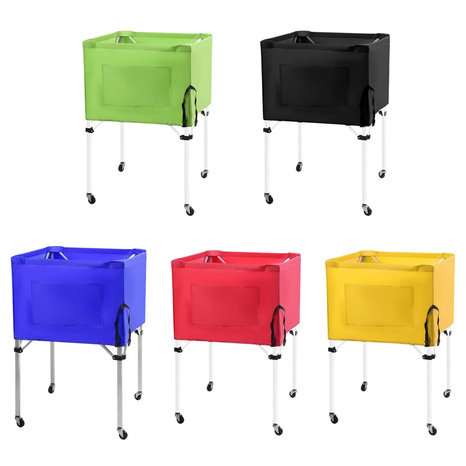 Rolling Sports Ball Cart Ball Holder Storage Cart Folding Volleyball with Wheels for Gym Garage Tennis Soccer Indoor