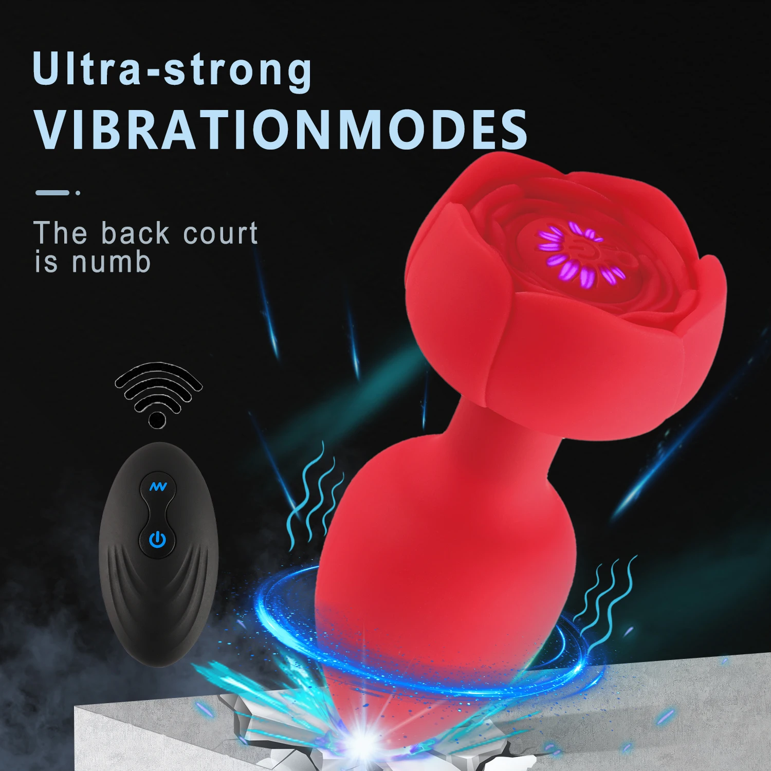 Rose Kauko-ohjattava Anustappivibraattori Seksilelut Miehille Naisille Homo G-piste Anaalivibraattorit LED-vilkkuva valo Eturauhaselle_voghion.com