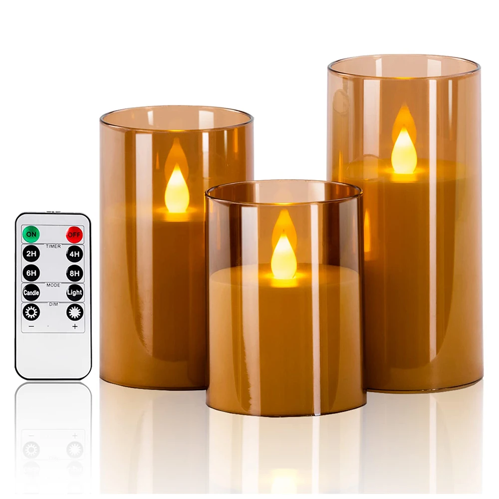3 Candele LED Senza Fiamma Con Luci A Stringa E Telecomando – Infrangibili Con Timer, Per Natale E Matrimoni, Bianco Caldo