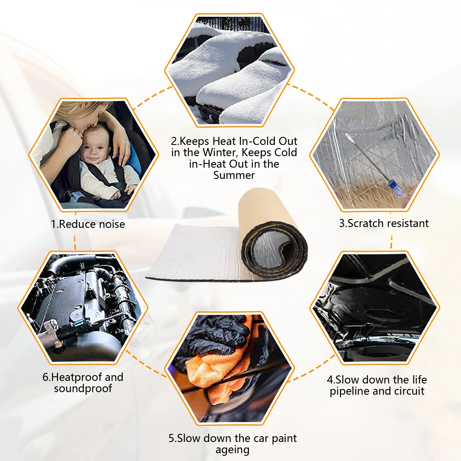 Sound Insulation Mat 5/10MM Sound Deadener Heat Insulation Mat Car Van Sound Proofing Deadening Insulation Car Hood Silent Door Wall