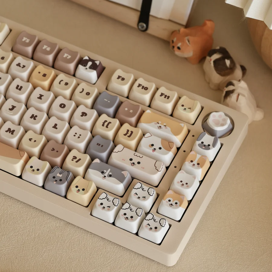 Echome Puppy Land Tema Keycap Grupo Pbt Custom Cute Cat Head Keyboard Cap Mao Perfil Key Cap para Acessórios de Teclado Mecânico - Imagem 6