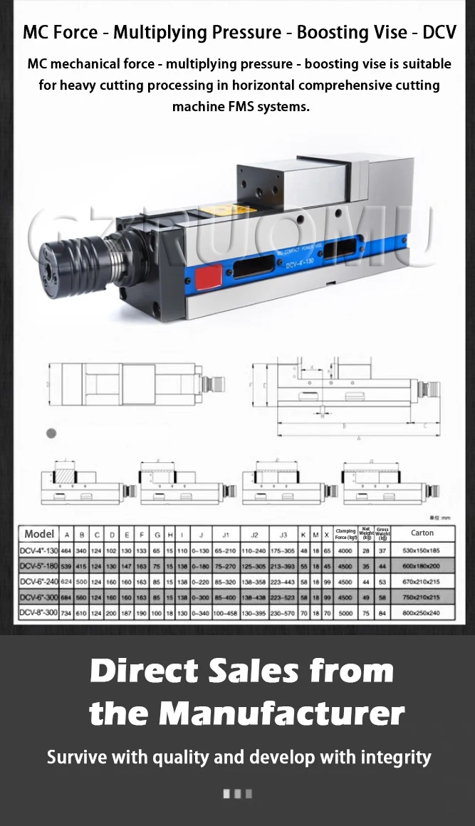 Precision Pneumatic Hydraulic Vise 4 Inch CNC Right Angle Clamp 0-250MM Milling