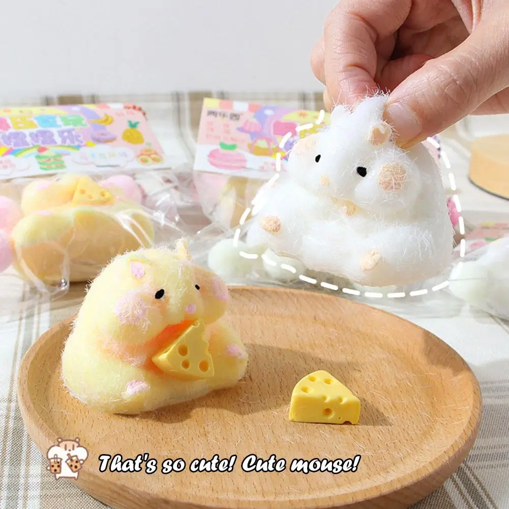 Cute Hamster Squeeze Toy Silicone Pinch Decompression Toy Fidget Sensory Toys For Kids Adults Gift