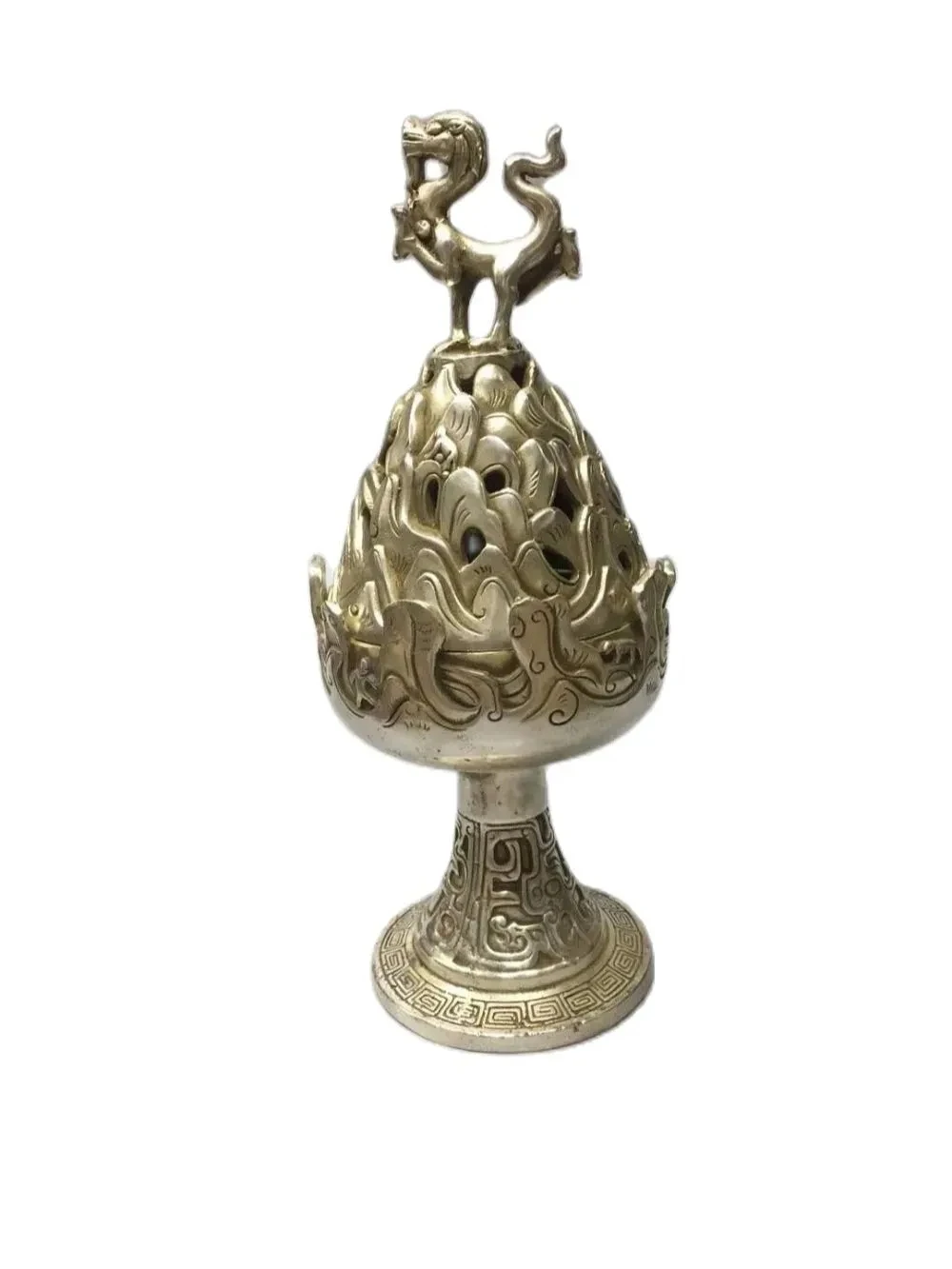 

Decorated antique Tibet Silver dragon Pine tree statue censer home decoration metal handicraft incense burne