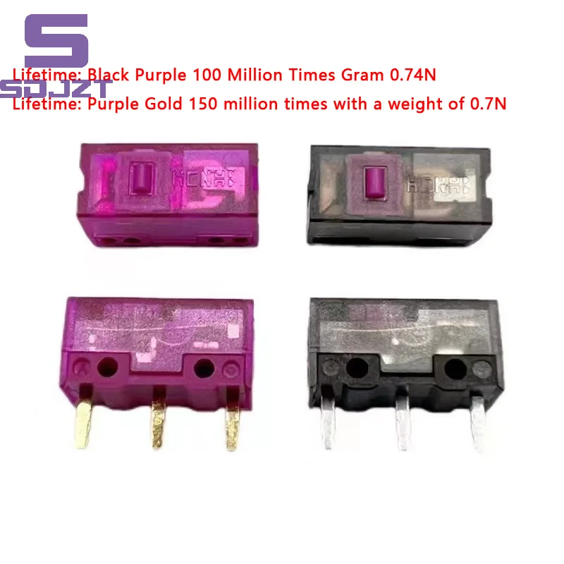 1 Pezzo Mouse Micro Switch Viola Oro Rosa Dot 150 Milioni 150 M Nero Micro Interruttori Trasparenti 100M Click Lifetime