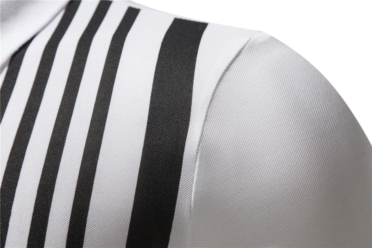 New Summer Men's Polo Lapel Collar Striped 5