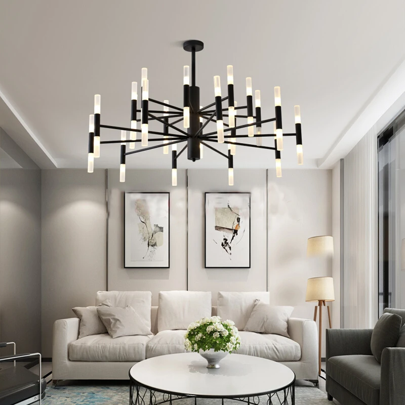 

Modern Designer Black Gold Led Ceiling Art Deco Suspended Chandelier Light Lamp for Kitchen Living Room Loft Bedroom