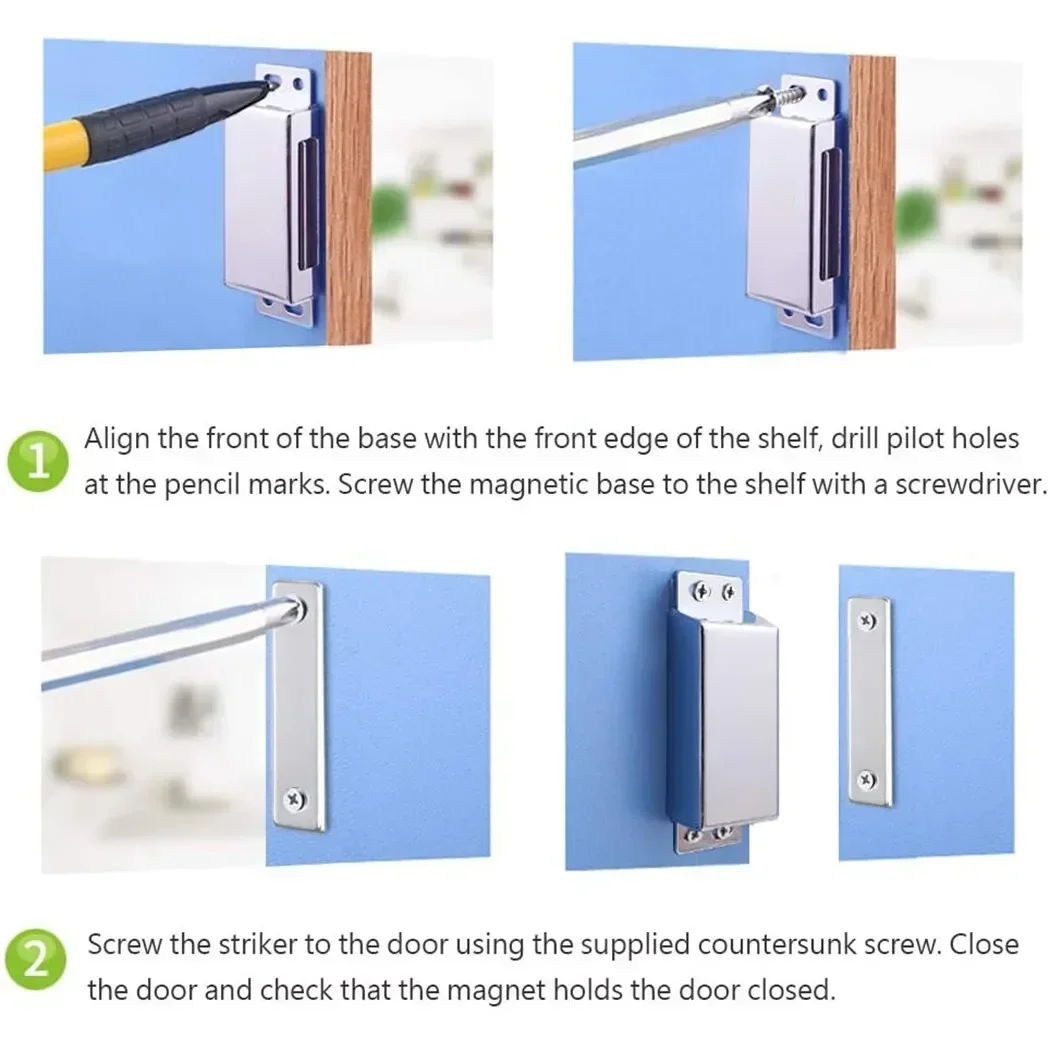 Magnetic Cabinet Catch Strong Heavy Duty Door Catches Hiddens Door Closer Cupboard Furniture Hardware
