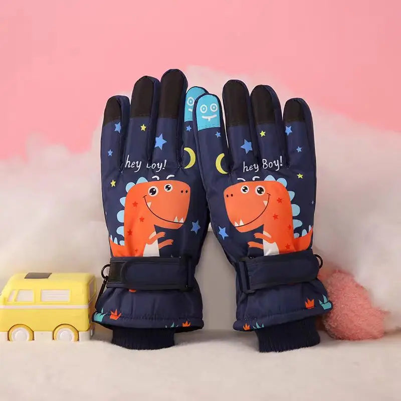 Children's Skiing Warm Gloves Cartoon Boys Girls Kids Cycling Skating Non-slip Thick Velvet Large Children Gloves 7-10 Years Old 3