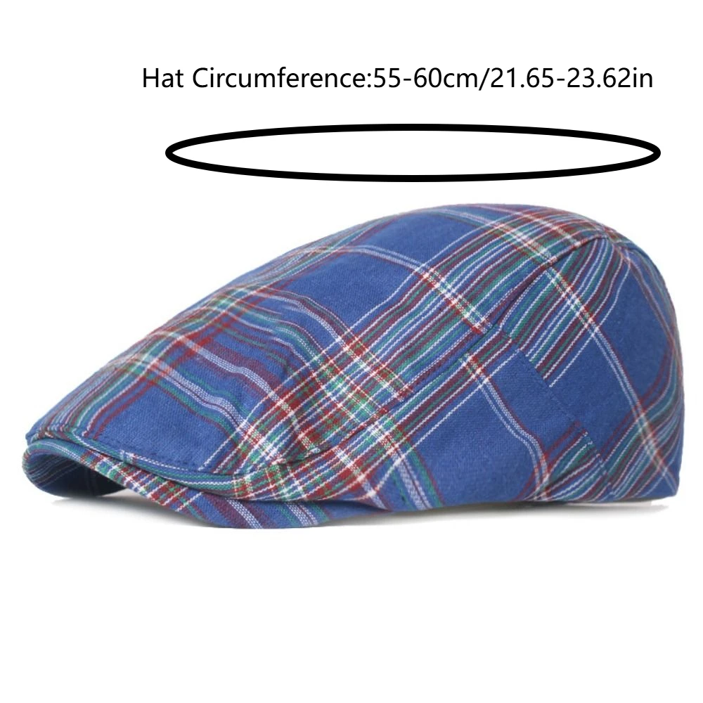 Curved Brimmed Hats Cotton Plaid Berets Caps Retro Short Brim Cloth Painter Caps Breathable Sunshades Women Artist Hats Outdoor