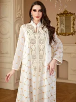 Eid Elegant Embroidery Muslim Dress for Women Ramadan Jalabiya Party Abaya Long Robe Morocco Dubai Kaftan Islam Vestidos Largos 4