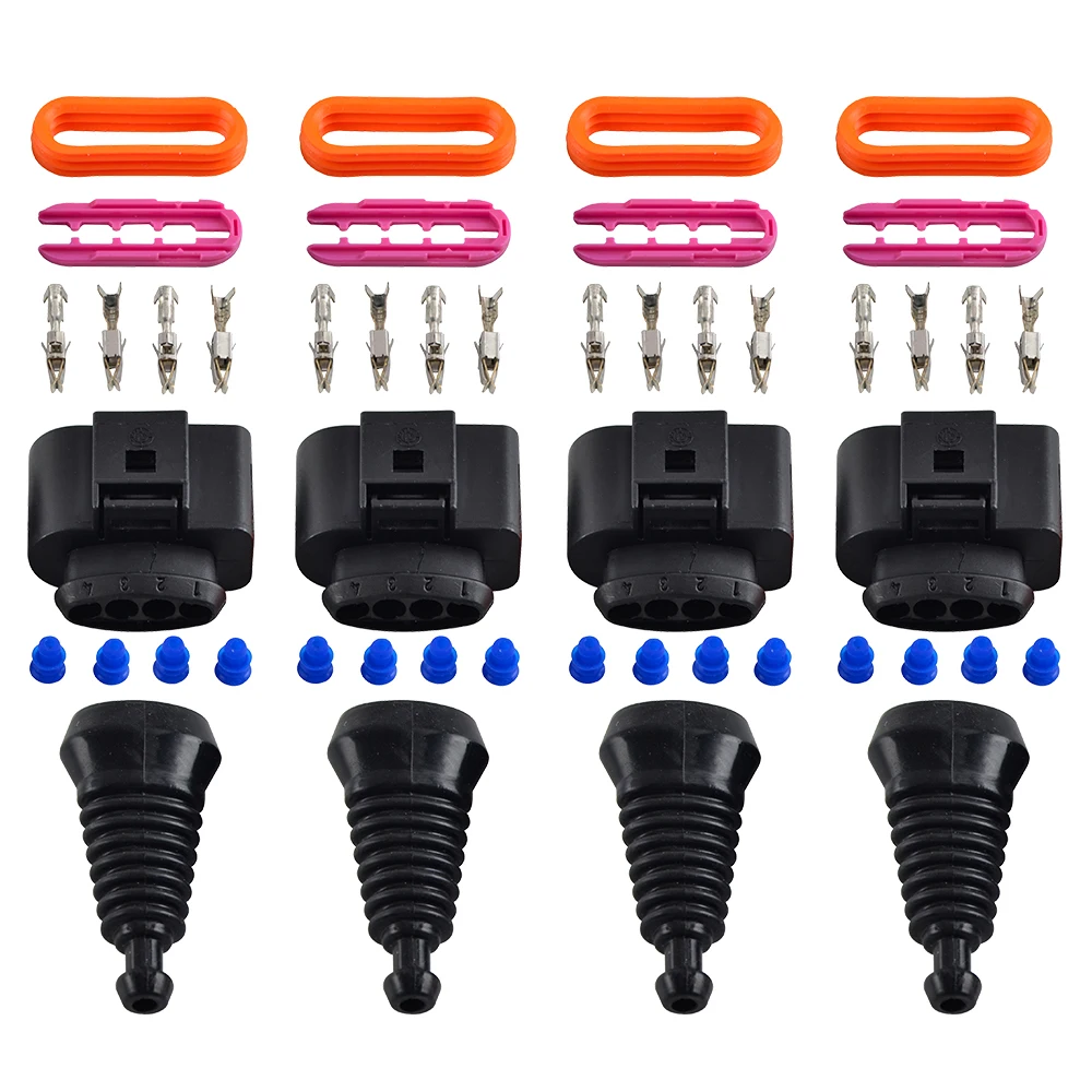 Ignition Coil Wiring Harness Connector Plug Repair Kit For Audi A4 A6 A8 For VW Car Coil on Plug Replacement 1J0998724 1/4 Set
