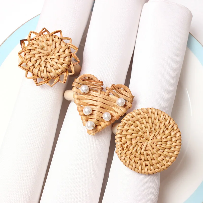 

Hot Sales Rattan Woven Ring Rural Style Environmentally Friendly Dining Table Creative Decoration Wedding Party Ring