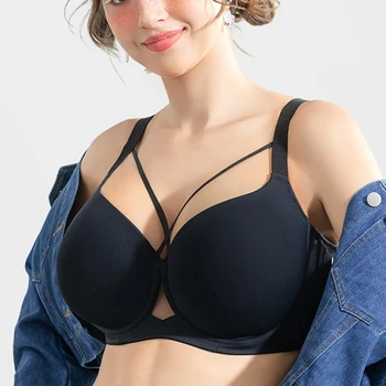 Lingerie senza cuciture di grandi dimensioni per donna Reggiseno sottile e sexy Comodo reggiseni push-up anti-cedimento per la collezione di seni sportivi