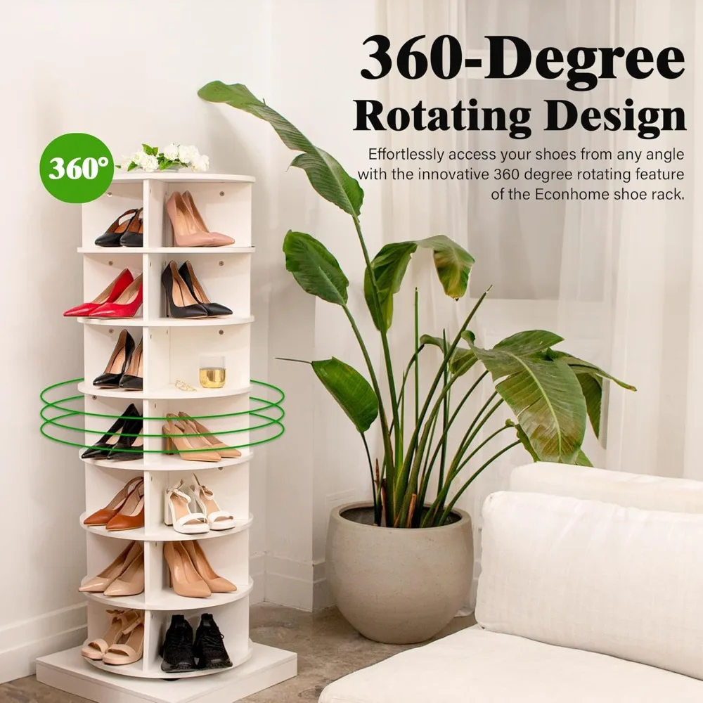 360° rotating shoe rack 7-tiers organizer spinning rack, rotating shoe organizer tower holds up to 35 pairs of shoes, storage s