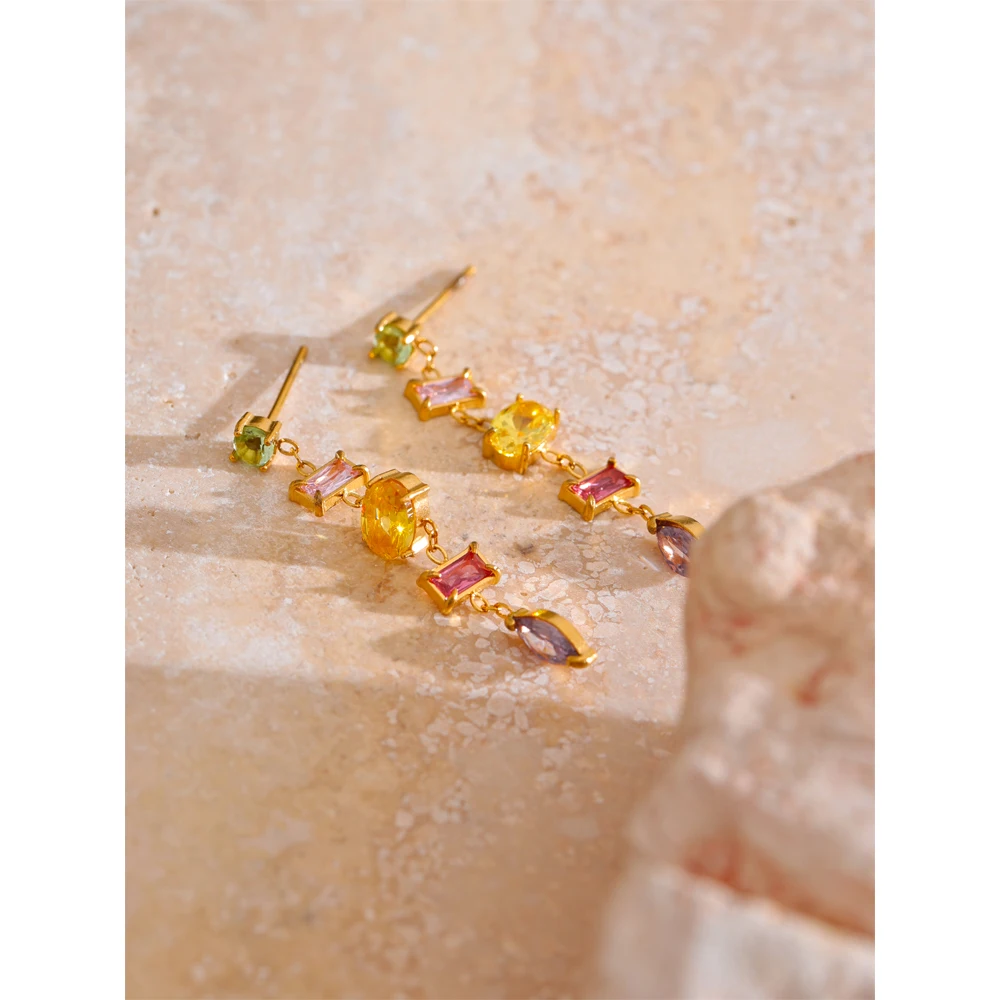 Yhpup Earrings Cubic Zirconia Stainless Steel Weatherproof