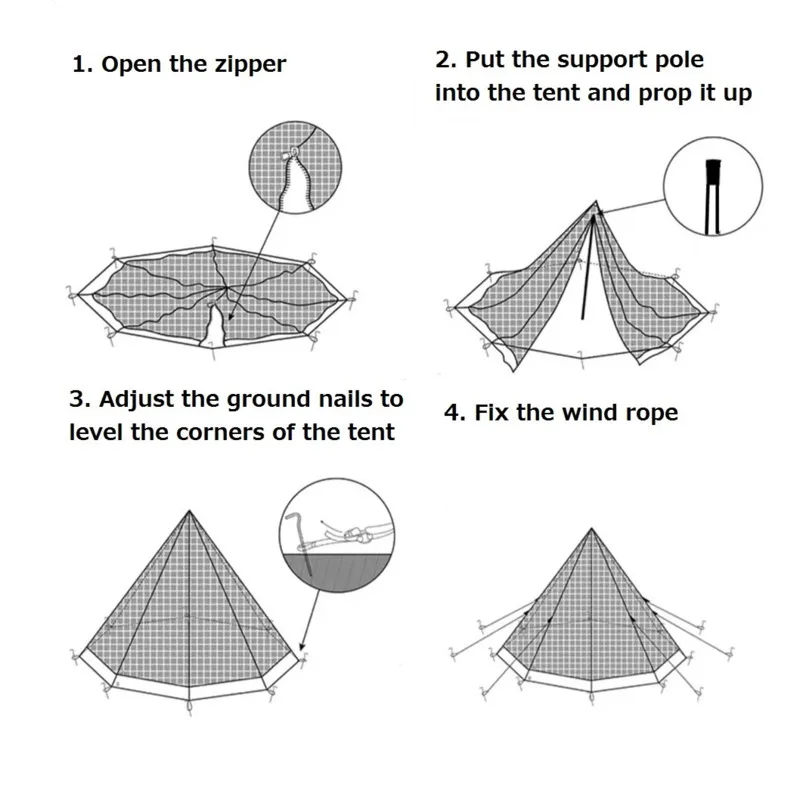 1-2 Person Ultralight Pyramid Tent Outdoor Camping Tent With Chimney Hole Hiking Backpacking Teepee Bird Watching Cooking