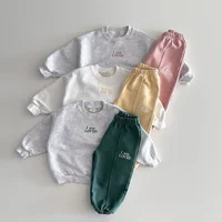 New Quality Cotton Baby Toddler Boy Girls Set Kids Clothes Autumn for Children Pullover Sweatshirts+Solid Sports Pants Fashion 1