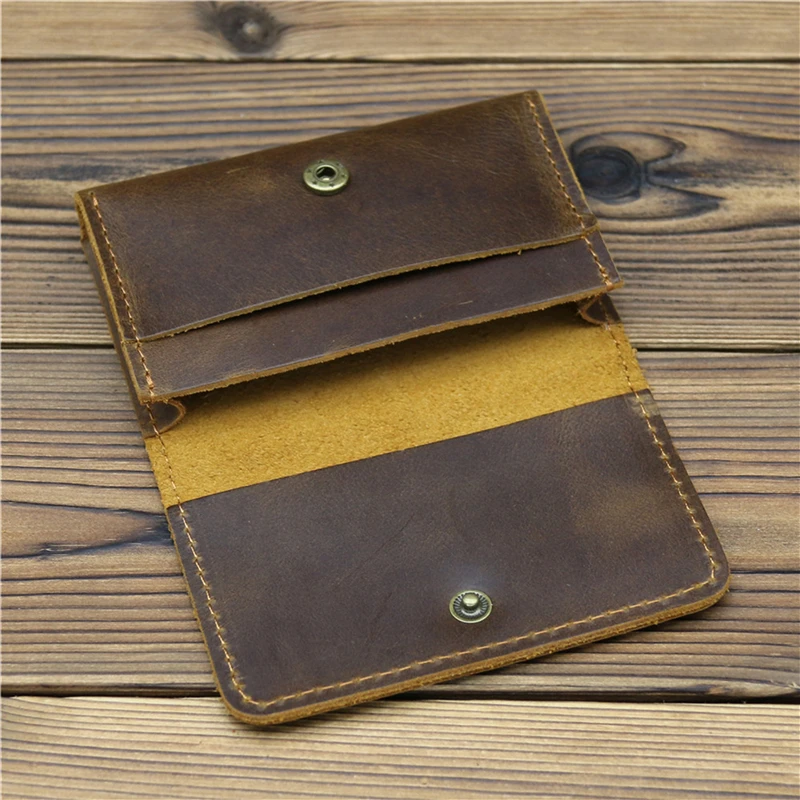 Vintage Men's Genuine Leather Credit Card Wallet Small ID Card Holders Wallets Money Bag Case Mini Real Leather Purse For Male