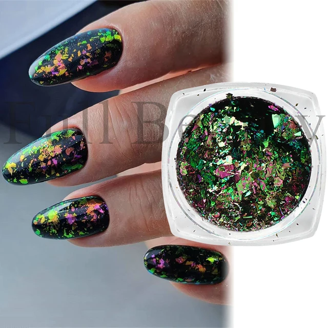 1 Box Nail Chameleon Flakes Aluminum Foils Holographic Glitter Powder  Chrome Pigment Gel Polishing DIY Manicure Decoration JICP - AliExpress