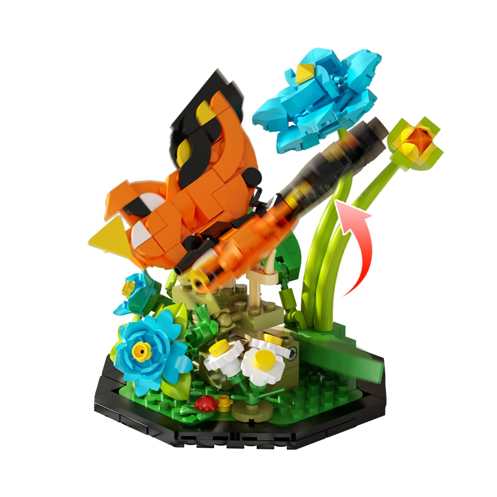 Moc Blumen sprache Insekten modell Bausteine Blumen Libelle Serie montiert Ziegel Spielzeug DIY kreative Kinder Geschenk Ornamente – Detail 8