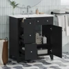 30-Inch Bathroom Vanity Cabinet with Ceramic Basin, Double-Layer Drawer, Deep Drawer and Adjustable Shelf 1