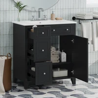 30-Inch Bathroom Vanity Cabinet with Ceramic Basin, Double-Layer Drawer, Deep Drawer and Adjustable Shelf 1